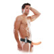 Заказать Телесный полый страпон с вибрацией 8  Vibrating Hollow Strap-On - 20,5 см.