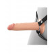 Заказать Телесный полый страпон на черных ремнях Hollow Silicone Strap-on - 17,8 см.