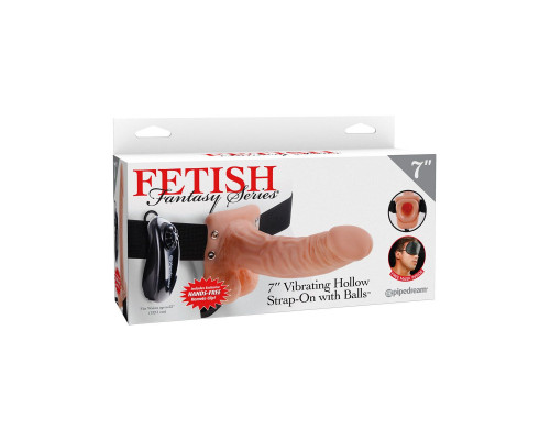 Заказать Полый страпон с креплением Vibrating Hollow Strap-On with Balls - 18,9 см.