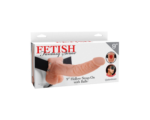 Заказать Полый страпон телесного цвета Hollow Strap-On with Balls - 24 см.