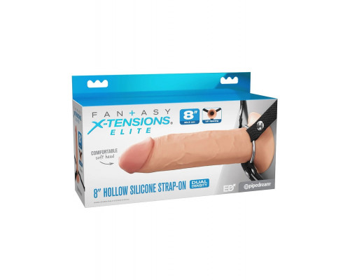 Заказать Полый страпон на ремнях 8’’ Hollow Silicone Strap-on