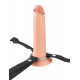 Заказать Телесный полый страпон на черных ремнях Hollow Silicone Strap-on - 17,8 см.