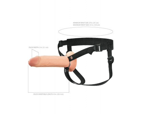 Заказать Полый страпон на ремнях 8’’ Hollow Silicone Strap-on