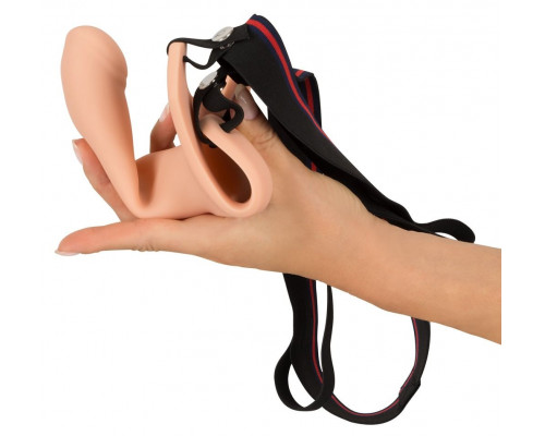 Заказать Силиконовый полый страпон на ремнях Silicone Strap-on - 16 см.
