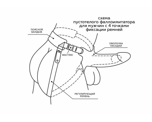 Заказать Пустотелый фаллопротез-реалистик на ремешках с заклепками - 19 см.