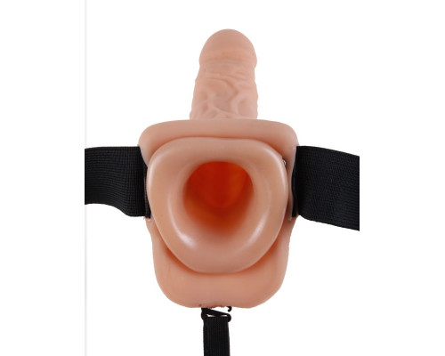 Заказать Телесный полый страпон Hollow Strap-On with Balls - 18,9 см.