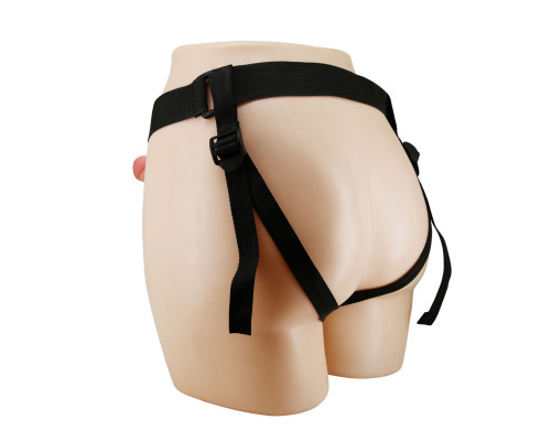 Телесный полый мужской страпон Stark - 17,5 см.