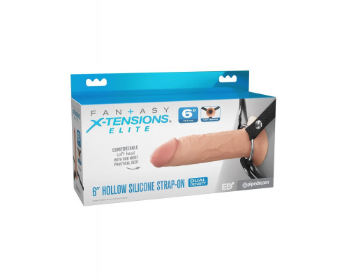 Полый страпон на ремнях 6’’ Hollow Silicone Strap-on