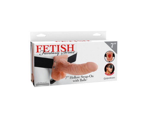 Заказать Телесный полый страпон Hollow Strap-On with Balls - 18,9 см.