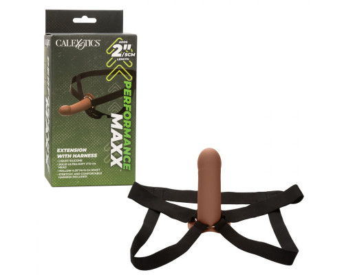 Заказать Коричневый фаллопротез из силикона Extension with Harness - 15,75 см.