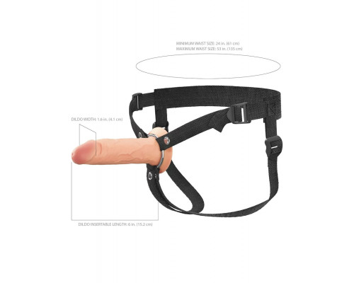 Полый страпон на ремнях 6’’ Hollow Silicone Strap-on