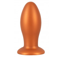 Оранжевая анальная пробка с присоской - 21 см.