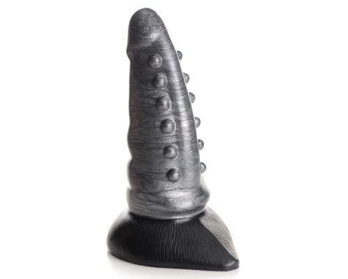 Серый фантазийный фаллоимитатор Beastly Tapered Bumpy Silicone Dildo - 21 см.