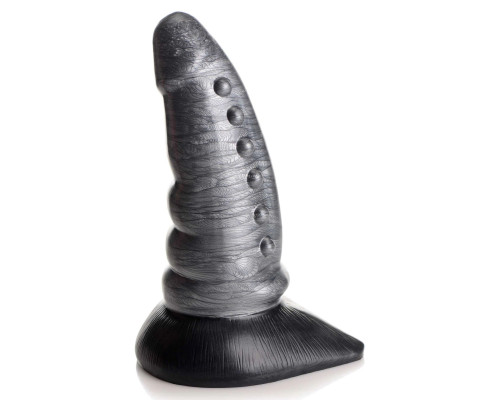 Серый фантазийный фаллоимитатор Beastly Tapered Bumpy Silicone Dildo - 21 см.
