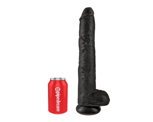 Заказать Чёрный фаллоимитатор-гигант 14  Cock with Balls - 37,5 см.