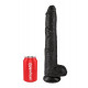 Заказать Чёрный фаллоимитатор-гигант 14  Cock with Balls - 37,5 см.