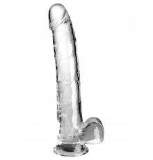 Прозрачный фаллоимитатор с мошонкой на присоске 11’’ Cock with Balls - 30,5 см.