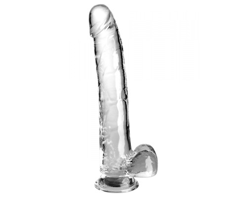 Заказать Прозрачный фаллоимитатор с мошонкой на присоске 11’’ Cock with Balls - 30,5 см.