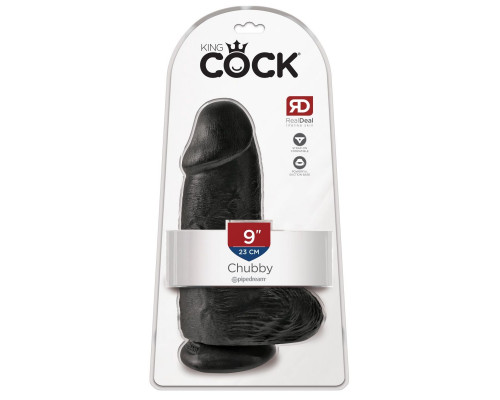 Заказать Черный фаллоимитатор на присоске Chubby - 22,9 см.
