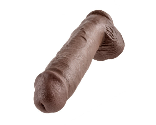 Заказать Коричневый фаллоимитатор-гигант на присоске 11  Cock with Balls - 28 см.