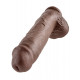 Заказать Коричневый фаллоимитатор-гигант на присоске 11  Cock with Balls - 28 см.