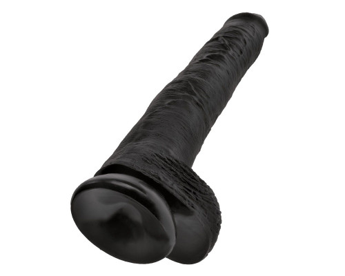 Заказать Чёрный фаллоимитатор-гигант 14  Cock with Balls - 37,5 см.