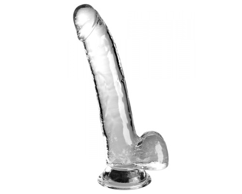 Заказать Прозрачный фаллоимитатор с мошонкой на присоске 9’’ Cock with Balls - 24,8 см.