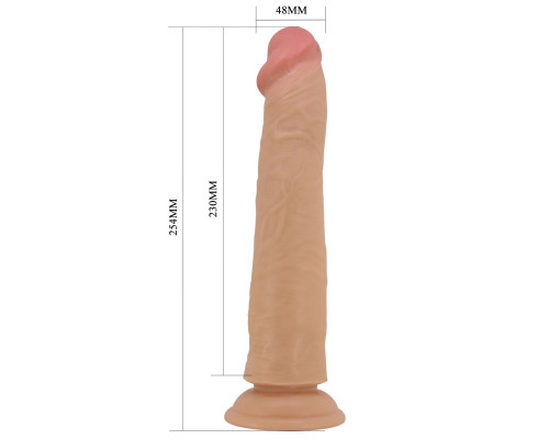 Телесный фаллоимитатор с подвижной кожей Sharife - 25,4 см.