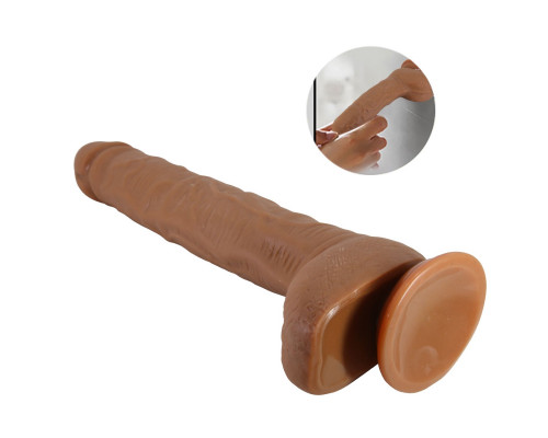 Темно-бежевый фаллоимитатор-гигант на присоске Dick - 28 см.