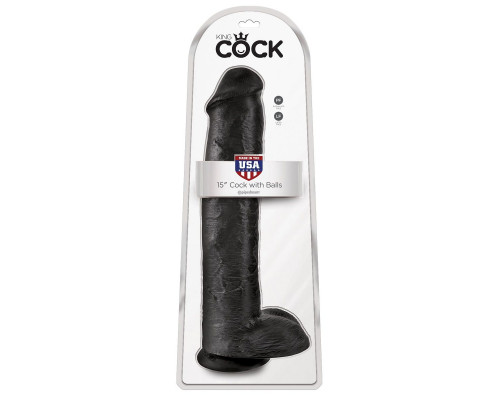 Заказать Чёрный фаллоимитатор-гигант 15  Cock with Balls - 40,6 см.