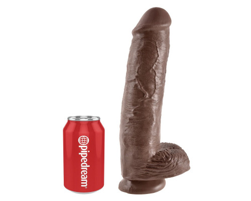 Заказать Коричневый фаллоимитатор-гигант на присоске 11  Cock with Balls - 28 см.