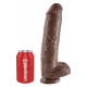 Заказать Коричневый фаллоимитатор-гигант на присоске 11  Cock with Balls - 28 см.