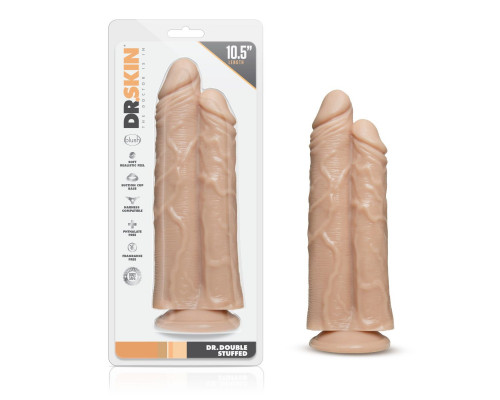 Заказать Телесный сдвоенный фаллоимитатор Double Trouble Double Shaft Dildo - 24 см.