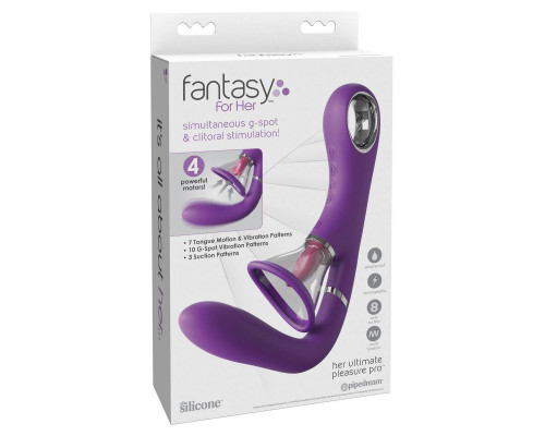 Заказать Сиреневый вибростимулятор с помпой и имитатором языка Her Ultimate Pleasure Pro