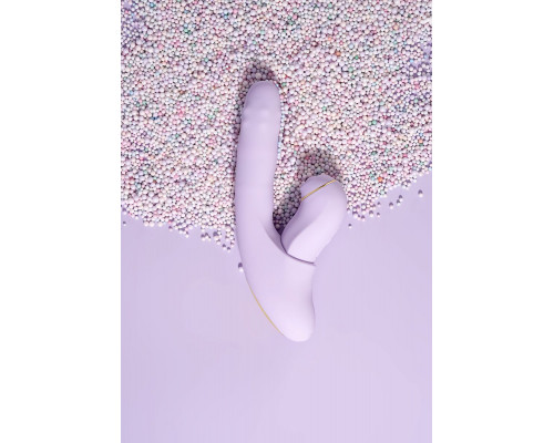 Сиреневый вибромассажер со съёмным клиторальным пульсатором DuoGlow