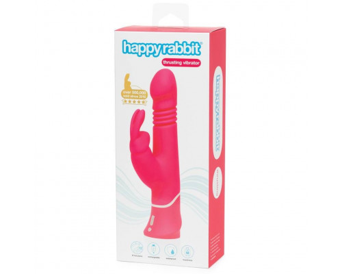 Заказать Розовый вибратор Thrusting Realistic Rechargeable Rabbit Vibrator с имитацией толчков - 22,8 см.