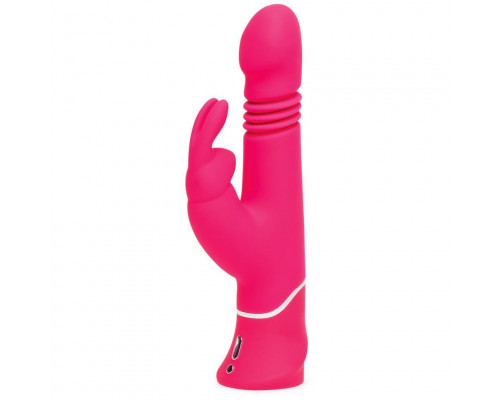 Заказать Розовый вибратор Thrusting Realistic Rechargeable Rabbit Vibrator с имитацией толчков - 22,8 см.