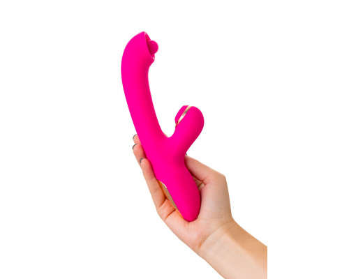 Заказать Розовый вибратор-кролик со стимулирующим шариком Rolli - 22 см.