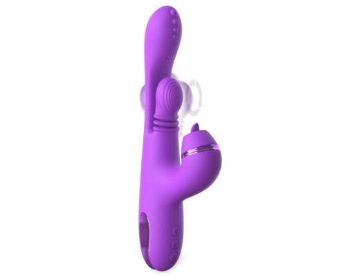 Фиолетовый вибратор с тройной стимуляцией Intimotion Pulse Pro - 24 см.