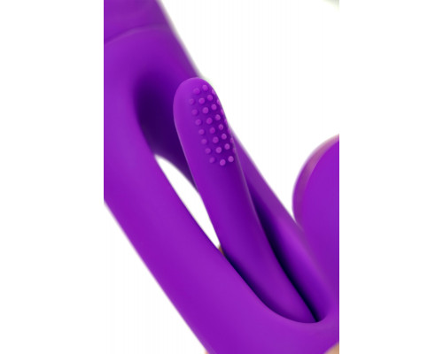 Фиолетовый вибратор с вакуумной стимуляцией и язычком Pitti - 24 см.