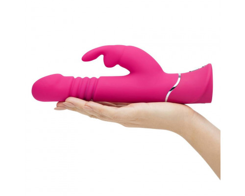Заказать Розовый вибратор Thrusting Realistic Rechargeable Rabbit Vibrator с имитацией толчков - 22,8 см.