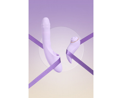 Сиреневый вибромассажер со съёмным клиторальным пульсатором DuoGlow