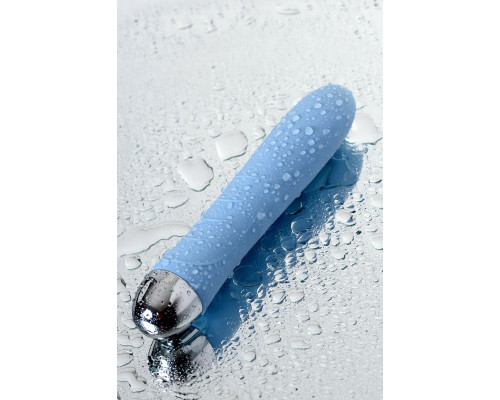 Голубой силиконовый вибратор с функцией нагрева и пульсирующими шариками FAHRENHEIT - 19 см.