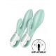Заказать Зеленый вибратор-кролик Satisfyer Air Pump Bunny 5+ с функцией расширения - 20,4 см.