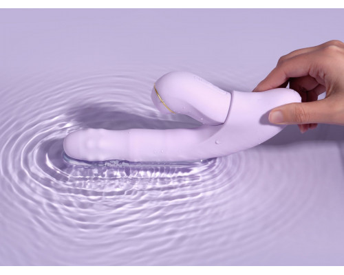 Сиреневый вибромассажер со съёмным клиторальным пульсатором DuoGlow