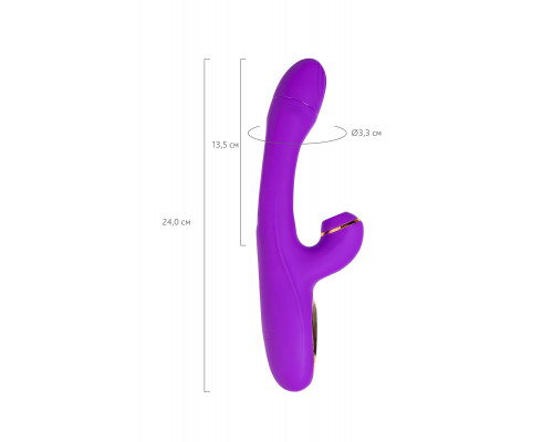 Фиолетовый вибратор с вакуумной стимуляцией и язычком Pitti - 24 см.