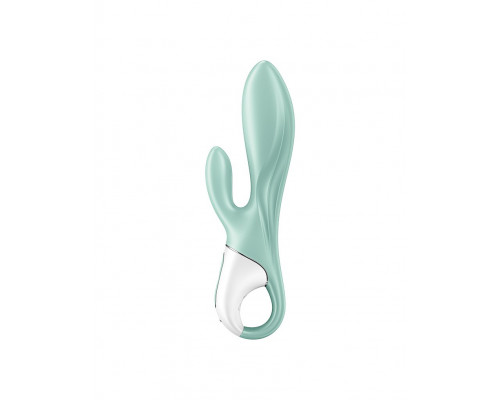 Заказать Зеленый вибратор-кролик Satisfyer Air Pump Bunny 5+ с функцией расширения - 20,4 см.