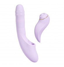 Сиреневый вибромассажер со съёмным клиторальным пульсатором DuoGlow