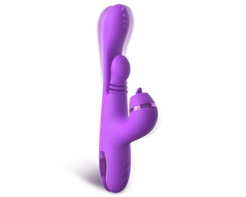 Фиолетовый вибратор с тройной стимуляцией Intimotion Pulse Pro - 24 см.