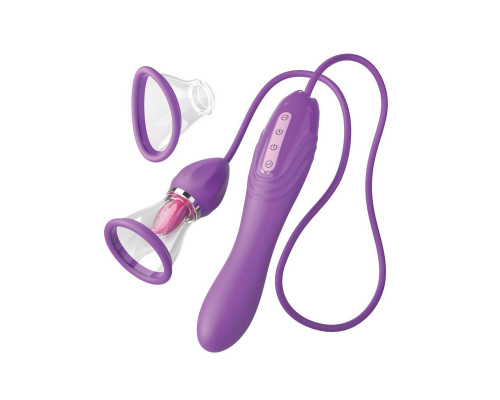Заказать Сиреневый вибростимулятор с помпой и имитатором языка Her Ultimate Pleasure Max